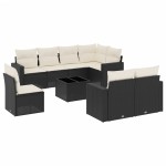 vidaXL Set mobilier de grădină cu perne, 9 piese, negru, poliratan vidaXL Set mobilier de grădină cu perne, 9 piese, negru, poliratan