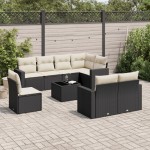 vidaXL Set mobilier de grădină cu perne, 9 piese, negru, poliratan vidaXL Set mobilier de grădină cu perne, 9 piese, negru, poliratan