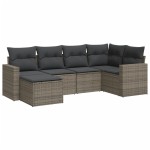 vidaXL Set mobilier grădină cu perne, 6 piese, gri, poliratan