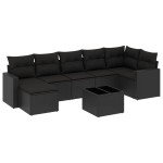 vidaXL Set mobilier de grădină cu perne, 8 piese, negru, poliratan vidaXL Set mobilier de grădină cu perne, 8 piese, negru, poliratan
