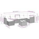 vidaXL Set mobilier de grădină cu perne, 8 piese, negru, poliratan