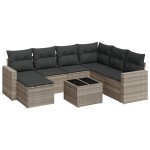 vidaXL Set mobilier de grădină cu perne, 8 piese gri deschis poliratan vidaXL Set mobilier de grădină cu perne, 8 piese gri deschis poliratan