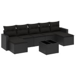 vidaXL Set mobilier de grădină cu perne, 8 piese, negru, poliratan vidaXL Set mobilier de grădină cu perne, 8 piese, negru, poliratan