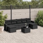 vidaXL Set mobilier de grădină cu perne, 8 piese, negru, poliratan vidaXL Set mobilier de grădină cu perne, 8 piese, negru, poliratan