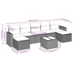 vidaXL Set mobilier de grădină cu perne, 8 piese, negru, poliratan