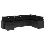 vidaXL Set mobilier de grădină cu perne, 8 piese, negru, poliratan vidaXL Set mobilier de grădină cu perne, 8 piese, negru, poliratan