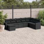 vidaXL Set mobilier de grădină cu perne, 8 piese, negru, poliratan vidaXL Set mobilier de grădină cu perne, 8 piese, negru, poliratan