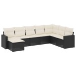 vidaXL Set mobilier de grădină cu perne, 8 piese, negru, poliratan