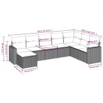 vidaXL Set mobilier de grădină cu perne, 8 piese, negru, poliratan