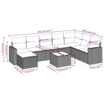 vidaXL Set mobilier de grădină cu perne, 9 piese, negru, poliratan