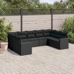 vidaXL Set mobilier de grădină cu perne, 9 piese, negru, poliratan vidaXL Set mobilier de grădină cu perne, 9 piese, negru, poliratan
