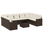 vidaXL Set canapele de grădină cu perne, 10 piese, maro, poliratan