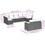vidaXL Set mobilier de grădină cu perne, 9 piese, negru, poliratan vidaXL Set mobilier de grădină cu perne, 9 piese, negru, poliratan