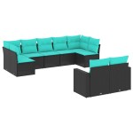 vidaXL Set mobilier de grădină cu perne, 9 piese, negru, poliratan vidaXL Set mobilier de grădină cu perne, 9 piese, negru, poliratan