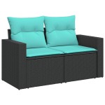 vidaXL Set mobilier de grădină cu perne, 9 piese, negru, poliratan vidaXL Set mobilier de grădină cu perne, 9 piese, negru, poliratan
