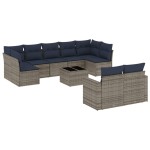 vidaXL Set canapele de grădină cu perne, 10 piese, gri, poliratan