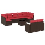 vidaXL Set canapele de grădină cu perne, 10 piese, maro, poliratan