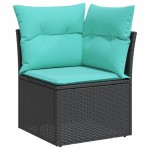vidaXL Set mobilier de grădină cu perne, 9 piese, negru, poliratan