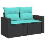 vidaXL Set mobilier de grădină cu perne, 9 piese, negru, poliratan