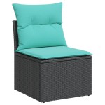 vidaXL Set mobilier de grădină cu perne, 9 piese, negru, poliratan