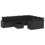 vidaXL Set canapele de grădină cu perne, 10 piese, negru, poliratan vidaXL Set canapele de grădină cu perne, 10 piese, negru, poliratan