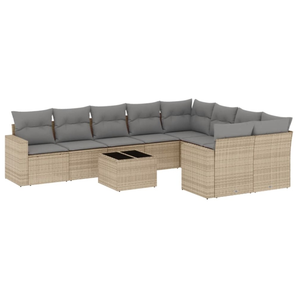 vidaXL Set canapele de grădină cu perne, 10 piese, bej, poliratan
