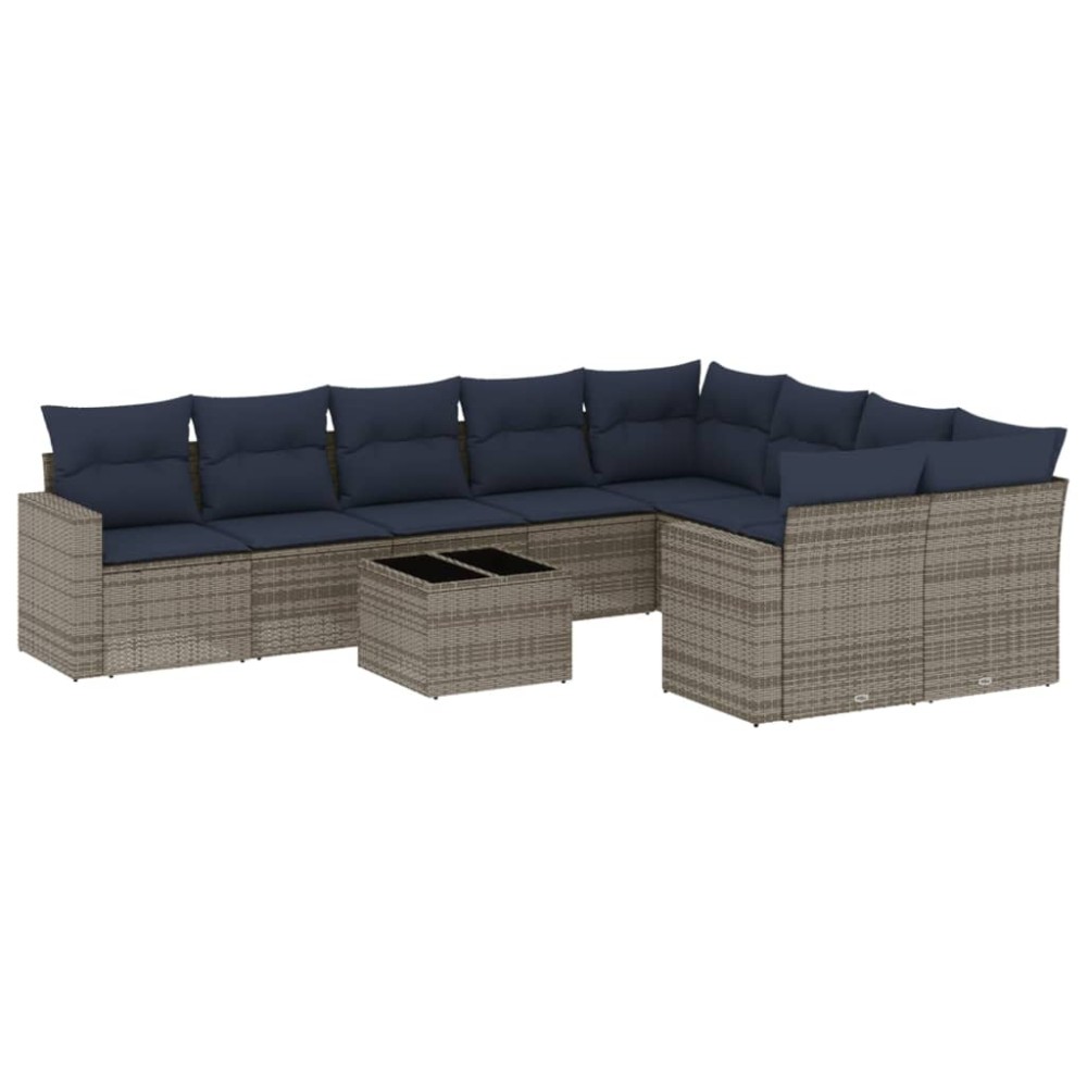 vidaXL Set canapele de grădină cu perne, 10 piese, gri, poliratan