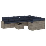 vidaXL Set canapele de grădină cu perne, 10 piese, gri, poliratan