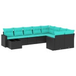vidaXL Set canapele de grădină cu perne, 10 piese, negru, poliratan vidaXL Set canapele de grădină cu perne, 10 piese, negru, poliratan