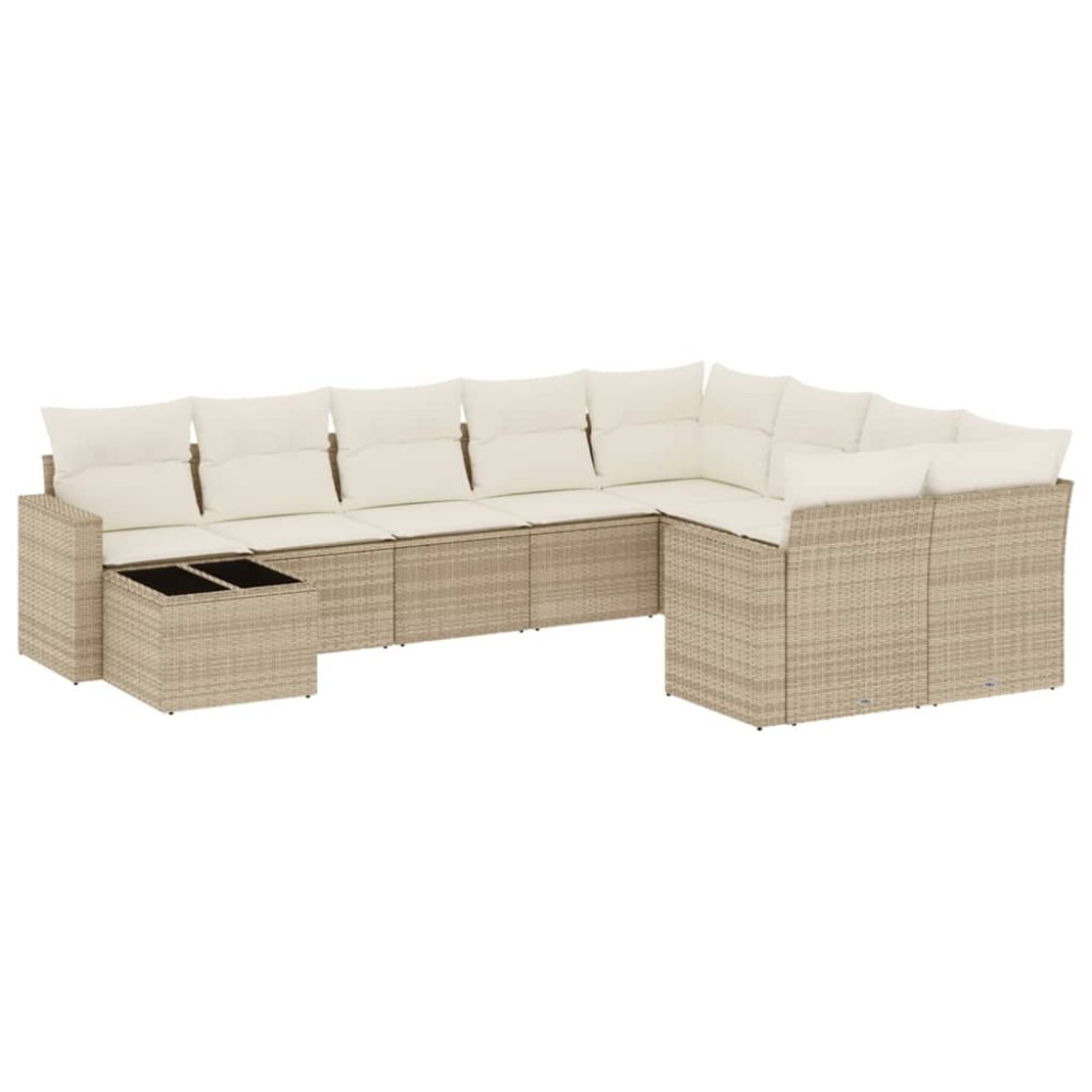 vidaXL Set canapele de grădină cu perne, 10 piese, bej, poliratan