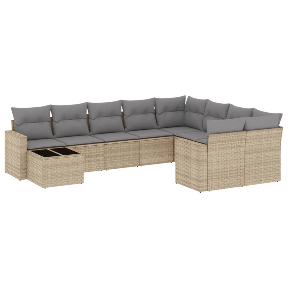 vidaXL Set canapele de grădină cu perne, 10 piese, bej, poliratan