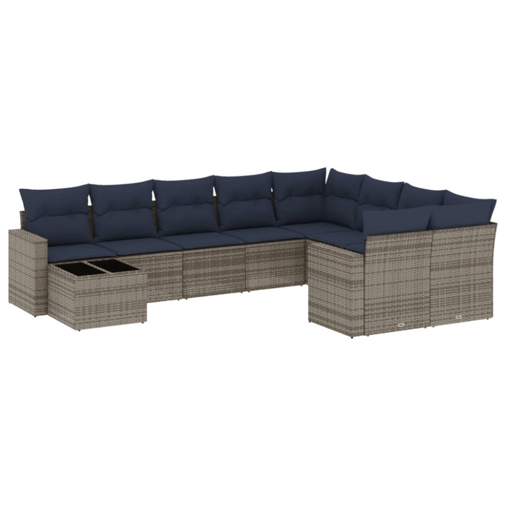 vidaXL Set canapele de grădină cu perne, 10 piese, gri, poliratan