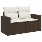vidaXL Set canapele de grădină cu perne, 10 piese, maro, poliratan