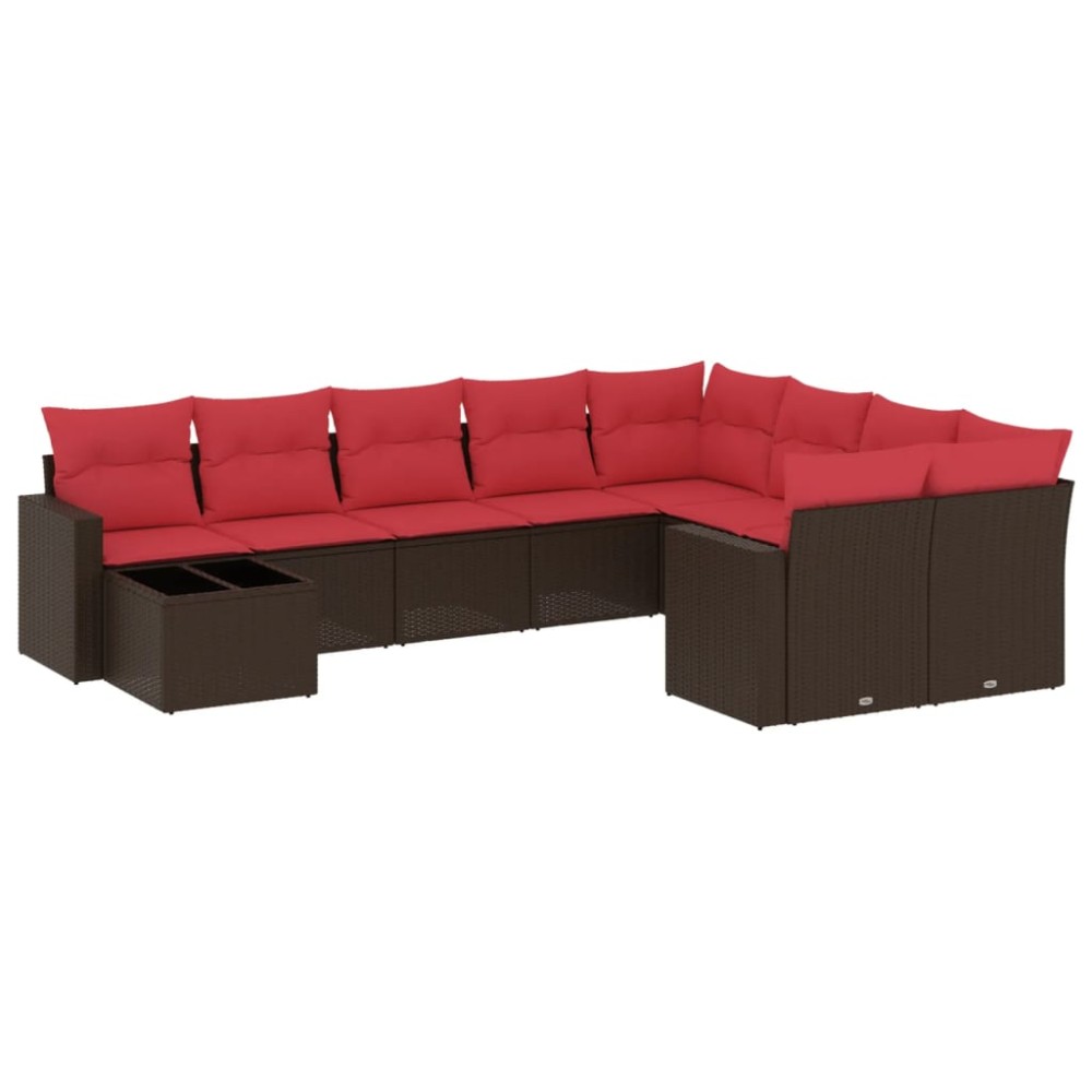 vidaXL Set canapele de grădină cu perne, 10 piese, maro, poliratan