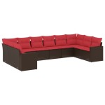 vidaXL Set canapele de grădină cu perne, 10 piese, maro, poliratan