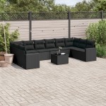 vidaXL Set canapele de grădină cu perne, 11 piese, negru, poliratan vidaXL Set canapele de grădină cu perne, 11 piese, negru, poliratan