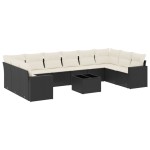 vidaXL Set canapele de grădină cu perne, 11 piese, negru, poliratan vidaXL Set canapele de grădină cu perne, 11 piese, negru, poliratan