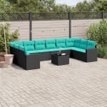 vidaXL Set canapele de grădină cu perne, 11 piese, negru, poliratan vidaXL Set canapele de grădină cu perne, 11 piese, negru, poliratan