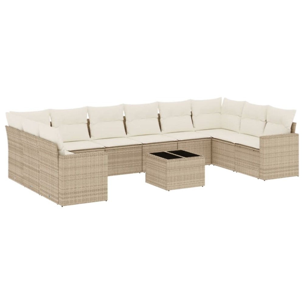 vidaXL Set canapele de grădină cu perne, 11 piese, bej, poliratan