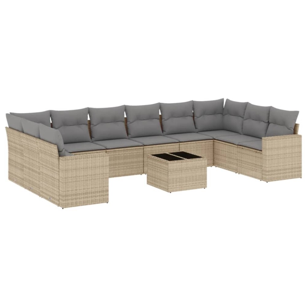 vidaXL Set canapele de grădină cu perne, 11 piese, bej, poliratan