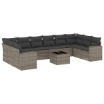 vidaXL Set canapele de grădină cu perne, 11 piese, gri, poliratan