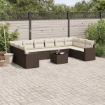 vidaXL Set canapele de grădină cu perne, 11 piese, maro, poliratan vidaXL Set canapele de grădină cu perne, 11 piese, maro, poliratan