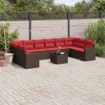 vidaXL Set canapele de grădină cu perne, 11 piese, maro, poliratan vidaXL Set canapele de grădină cu perne, 11 piese, maro, poliratan
