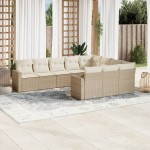 vidaXL Set canapele de grădină cu perne, 10 piese, bej, poliratan vidaXL Set canapele de grădină cu perne, 10 piese, bej, poliratan