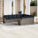 vidaXL Set canapele de grădină cu perne, 10 piese, gri, poliratan