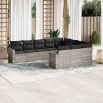 vidaXL Set canapele de grădină cu perne 10 piese gri deschis poliratan vidaXL Set canapele de grădină cu perne 10 piese gri deschis poliratan