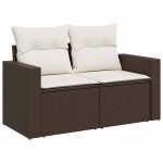 vidaXL Set canapele de grădină cu perne, 10 piese, maro, poliratan