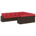 vidaXL Set canapele de grădină cu perne, 10 piese, maro, poliratan