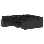 vidaXL Set canapele de grădină cu perne, 11 piese, negru, poliratan vidaXL Set canapele de grădină cu perne, 11 piese, negru, poliratan