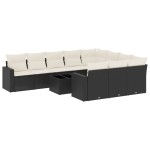 vidaXL Set canapele de grădină cu perne, 11 piese, negru, poliratan vidaXL Set canapele de grădină cu perne, 11 piese, negru, poliratan